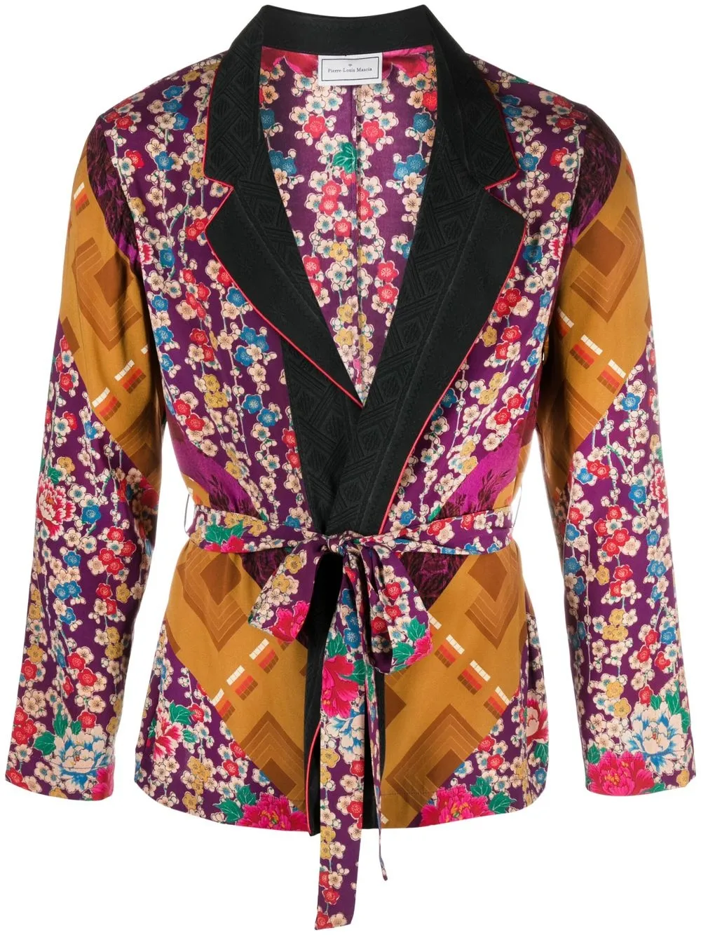 Pierre-louis Mascia Floral-print Tie-waist Blazer In Purple