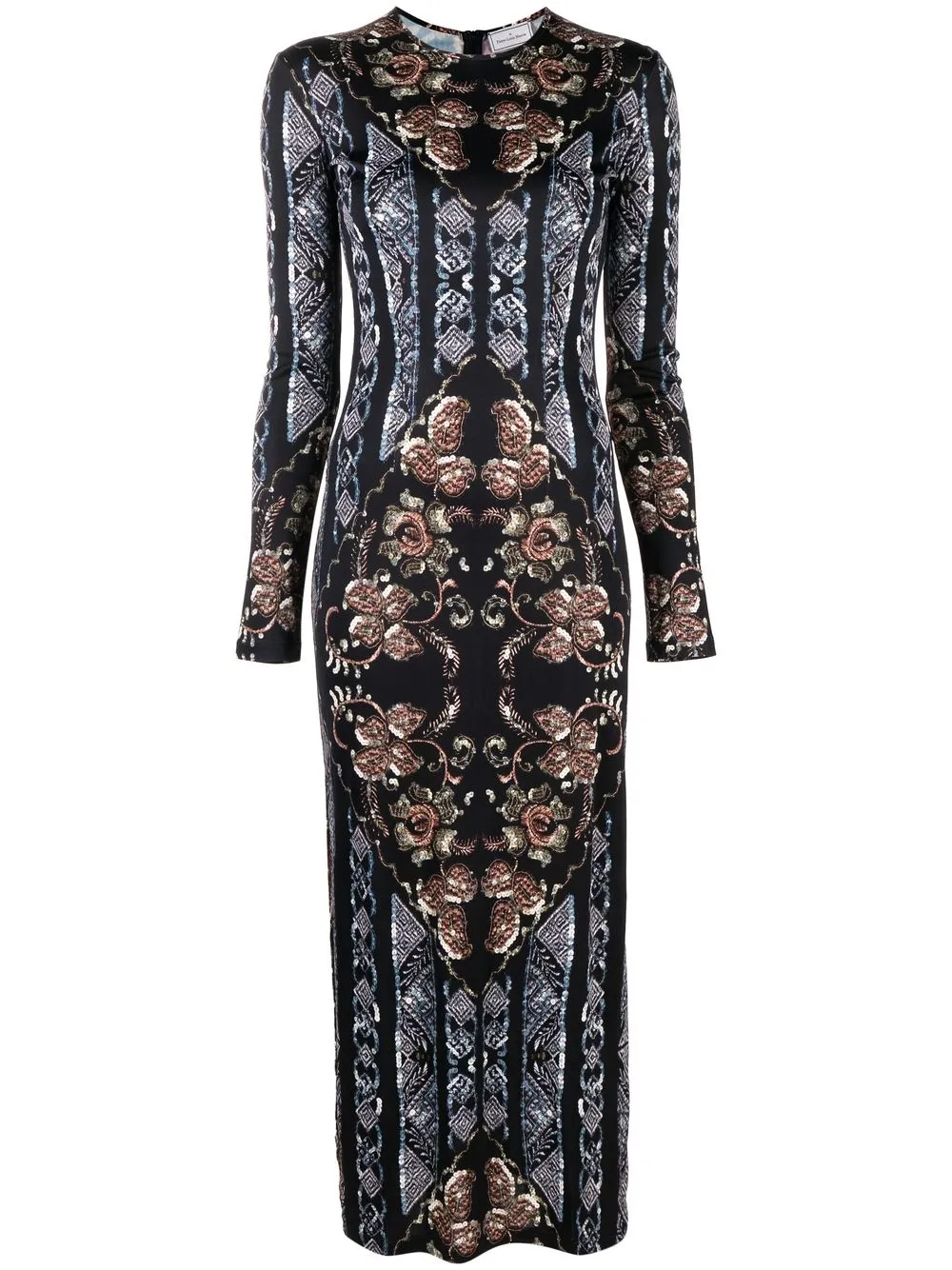 

Pierre-Louis Mascia Dino long mix-print dress - Black