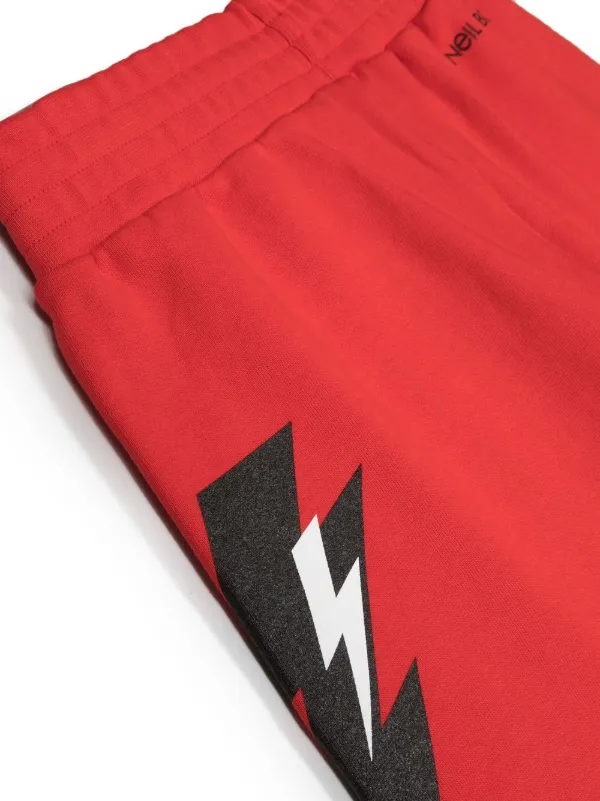 Neil Barrett Kids lightening-print Shorts | Red | FARFETCH UK