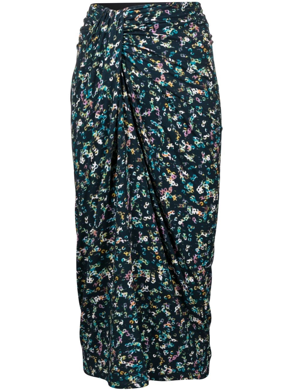 ISABEL MARANT ÉTOILE ABSTRACT-PRINT RUCHED PENCIL SKIRT