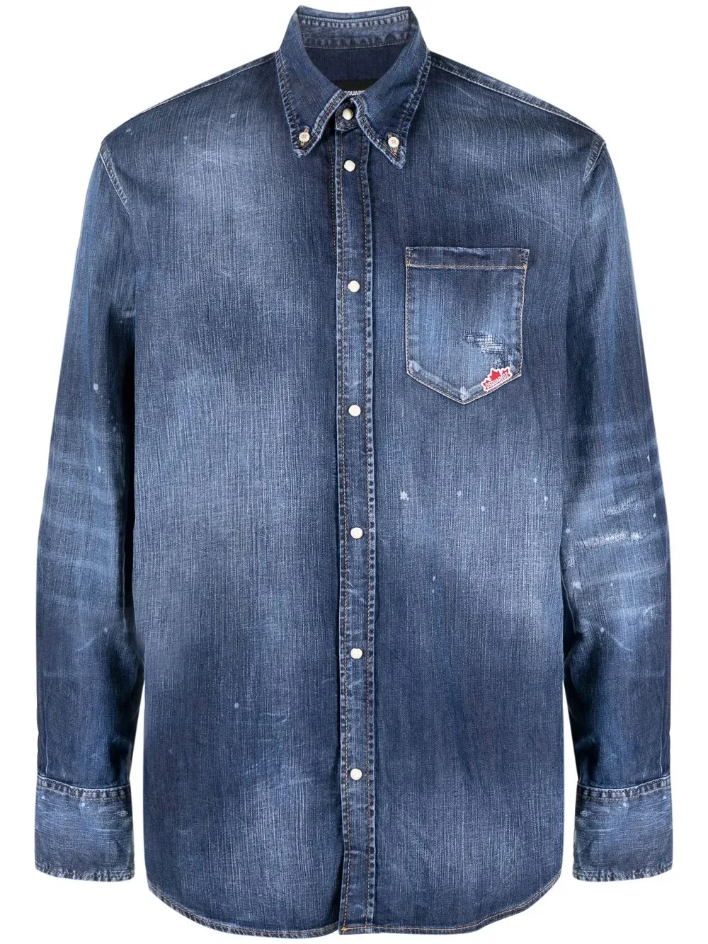 Shop Dsquared2 Button-collar Faded Denim Shirt In Blau