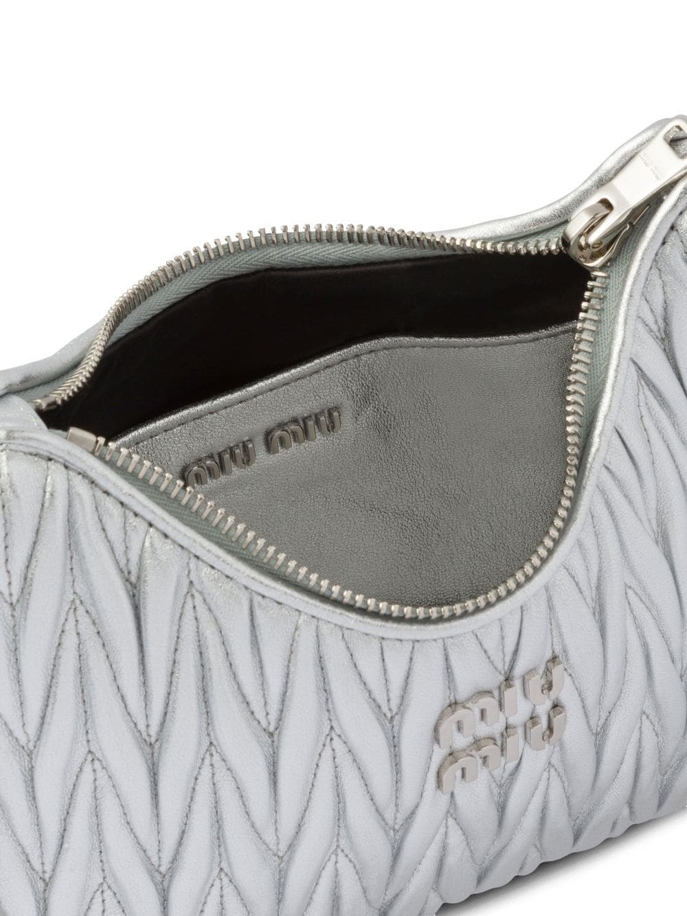 Miu Miu Matelassé Nappa Leather Shoulder Bag In Silver | ModeSens