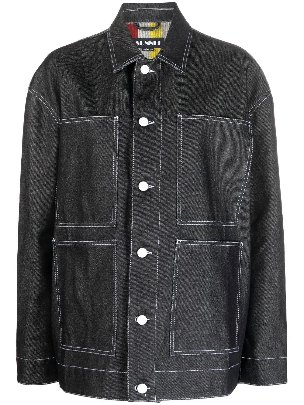 

Sunnei contrast-stitch denim shirt jacket - Grey