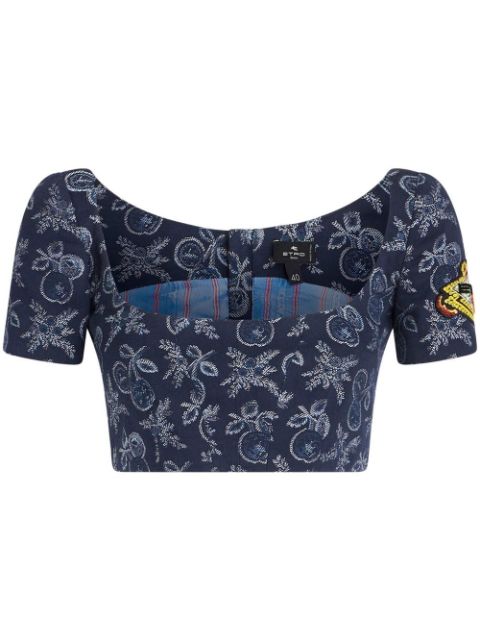 ETRO floral-jacquard crop top Women