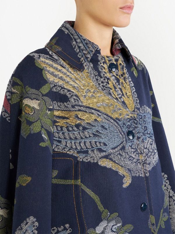 Etro Runway Jacquard Shopping Bag in Navy Blue Paisley