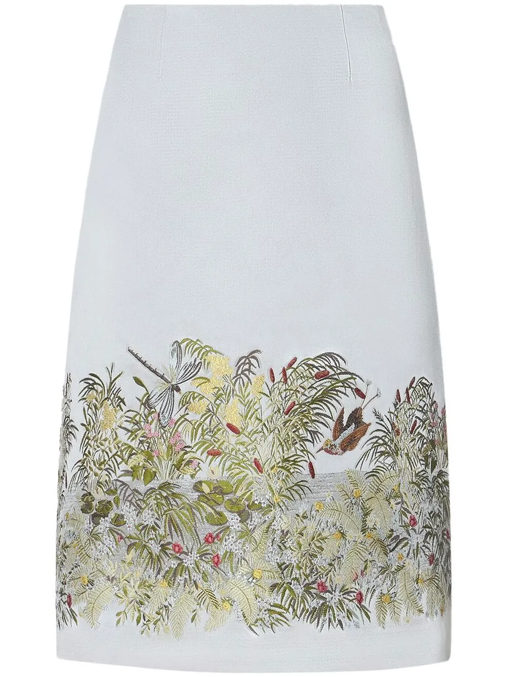 

ETRO floral-embroidered midi skirt - White