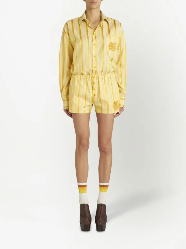 ETRO stripe-print button-fastening Short | Yellow | FARFETCH