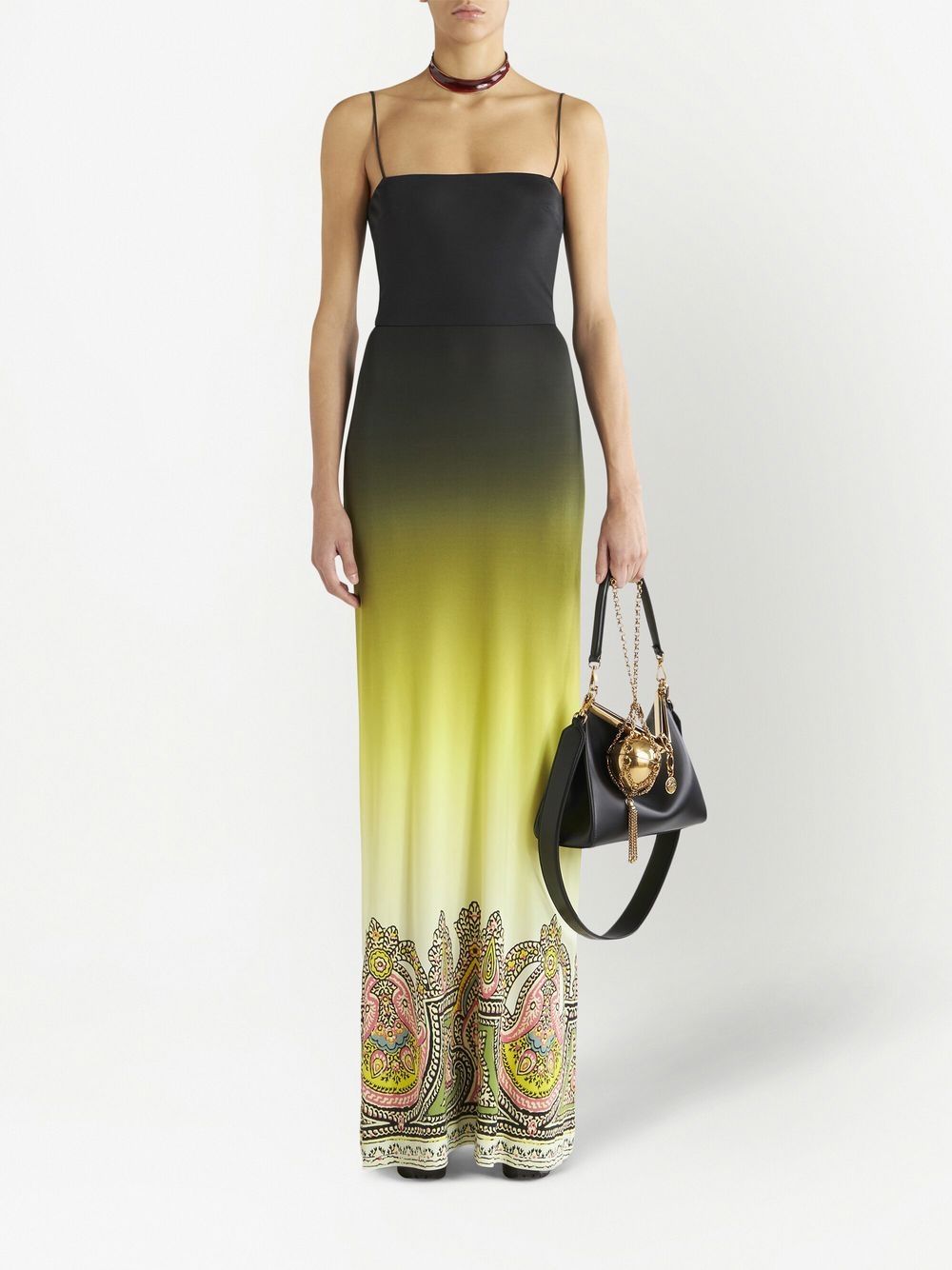 Shop Etro Paisley-print Ombré-effect Dress In Yellow