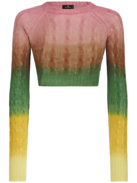 ETRO gradient cable-knit cropped jumper Women