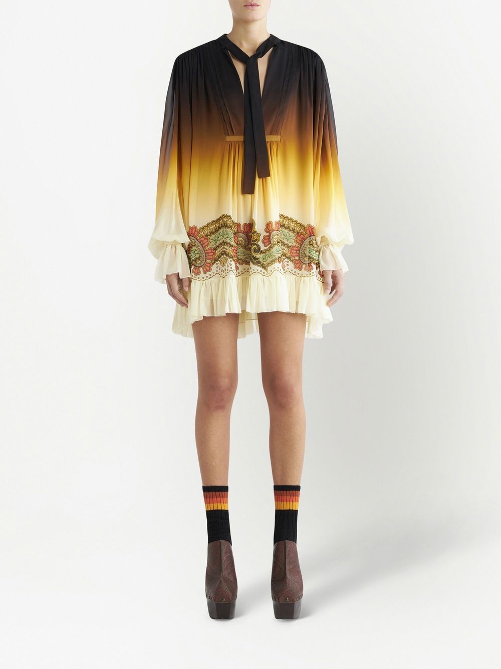 Shop Etro Paisley-print Silk Shirtdress In Yellow