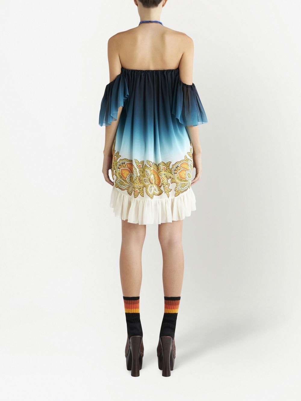 Shop Etro Paisley-print Silk Dress In Blue