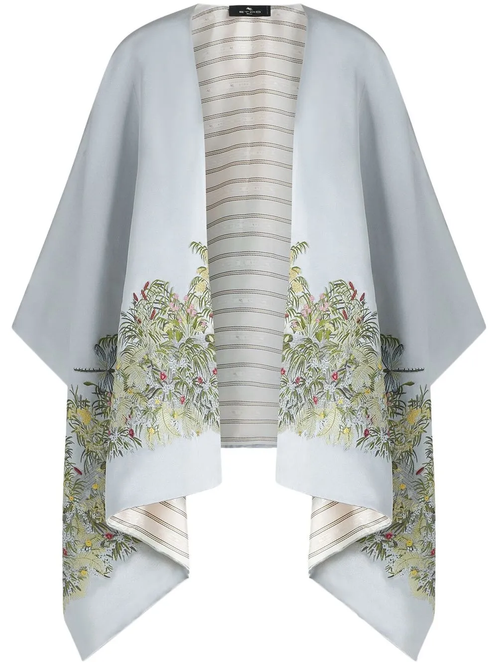 ETRO embroidered satin cape - Grey