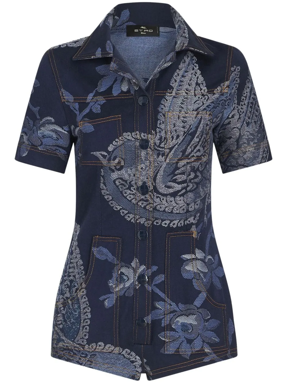 Etro Outlet: top in jacquard denim - Denim