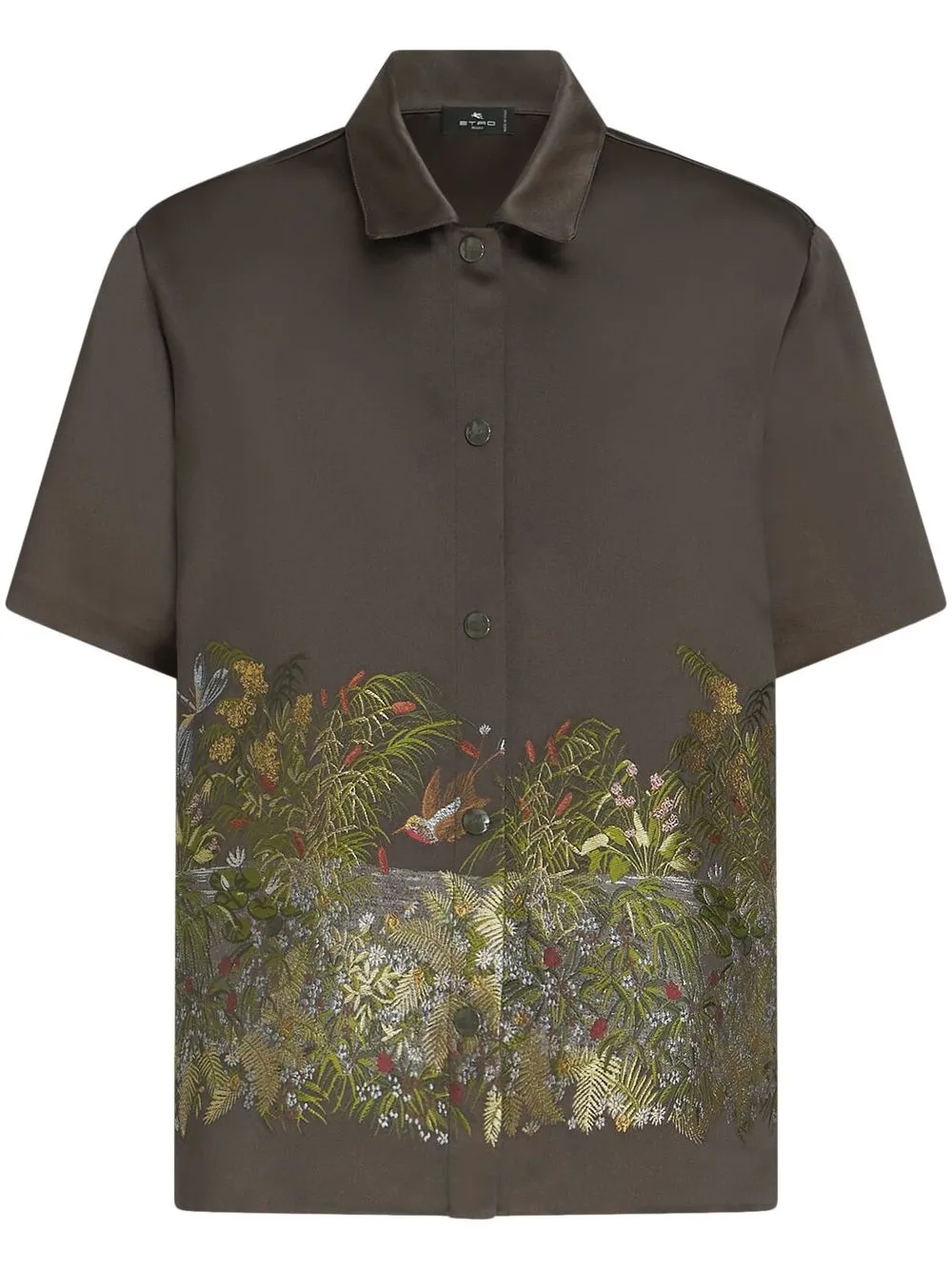 ETRO قميص ساتان مطرز | أخضر | Image 1