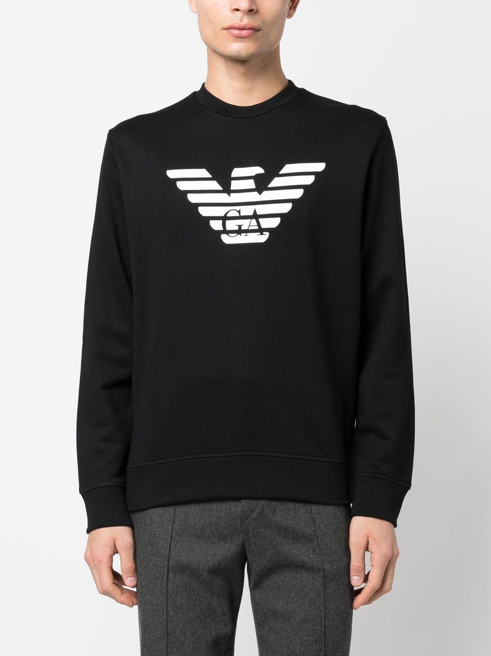 Shop Emporio Armani Logo-print Cotton Sweatshirt In Schwarz