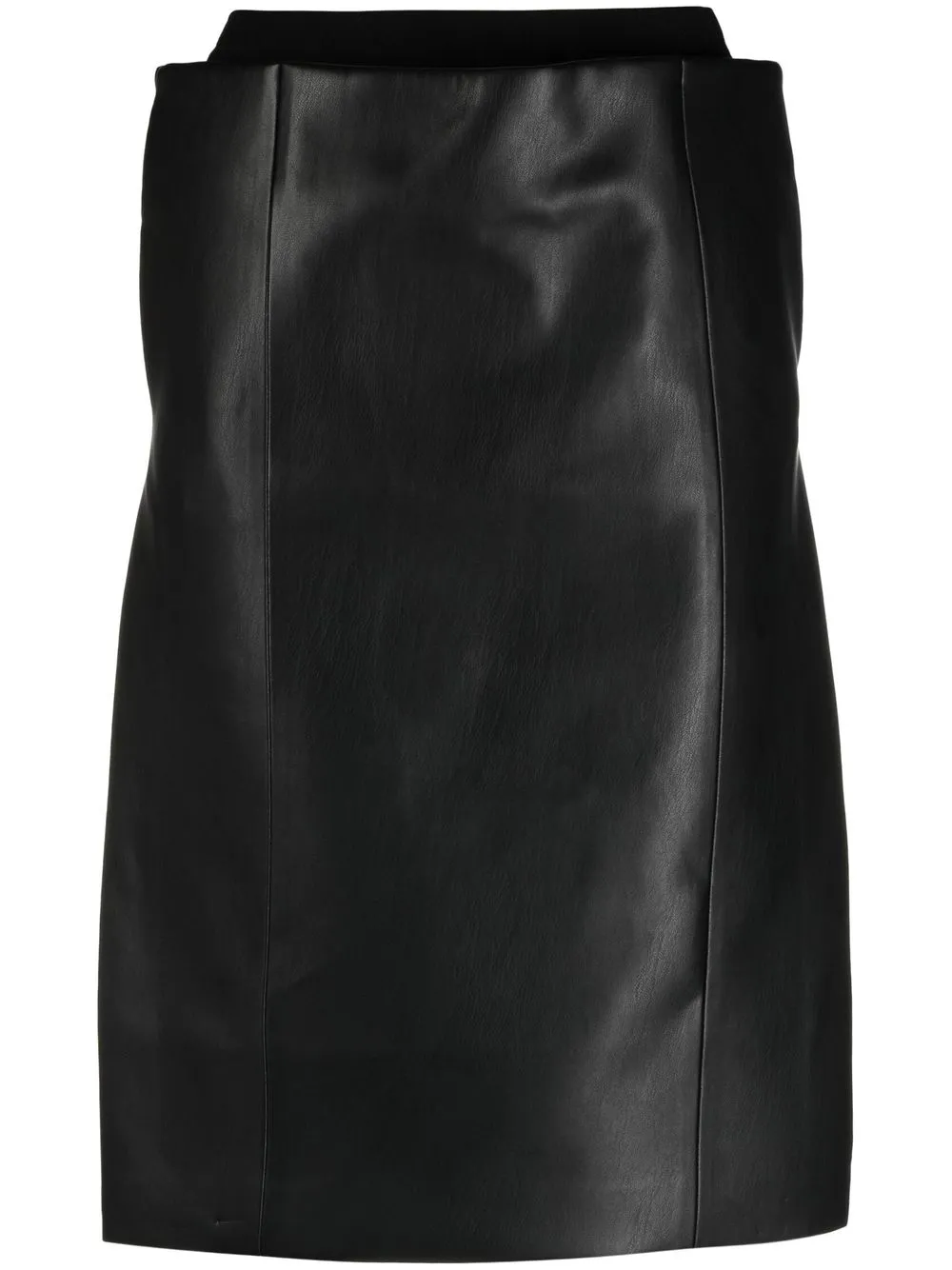 

sacai fitted faux leather midi skirt - Black