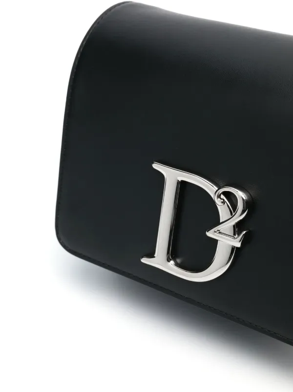 DSQUARED2 logo-plaque Leather Crossbody Bag | Black | FARFETCH