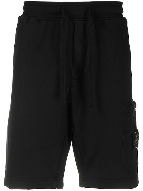 Stone Island Compass-patch cotton shorts
