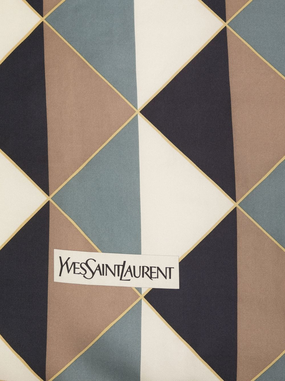 Shop Saint Laurent Geometric-print Silk Scarf In Nude