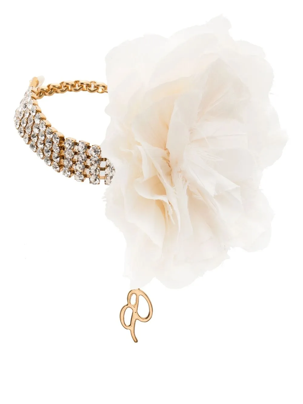 

Blumarine floral-detail crystal choker - White