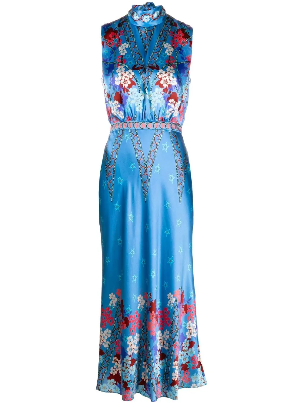 

Saloni roll neck silk midi dress - Blue