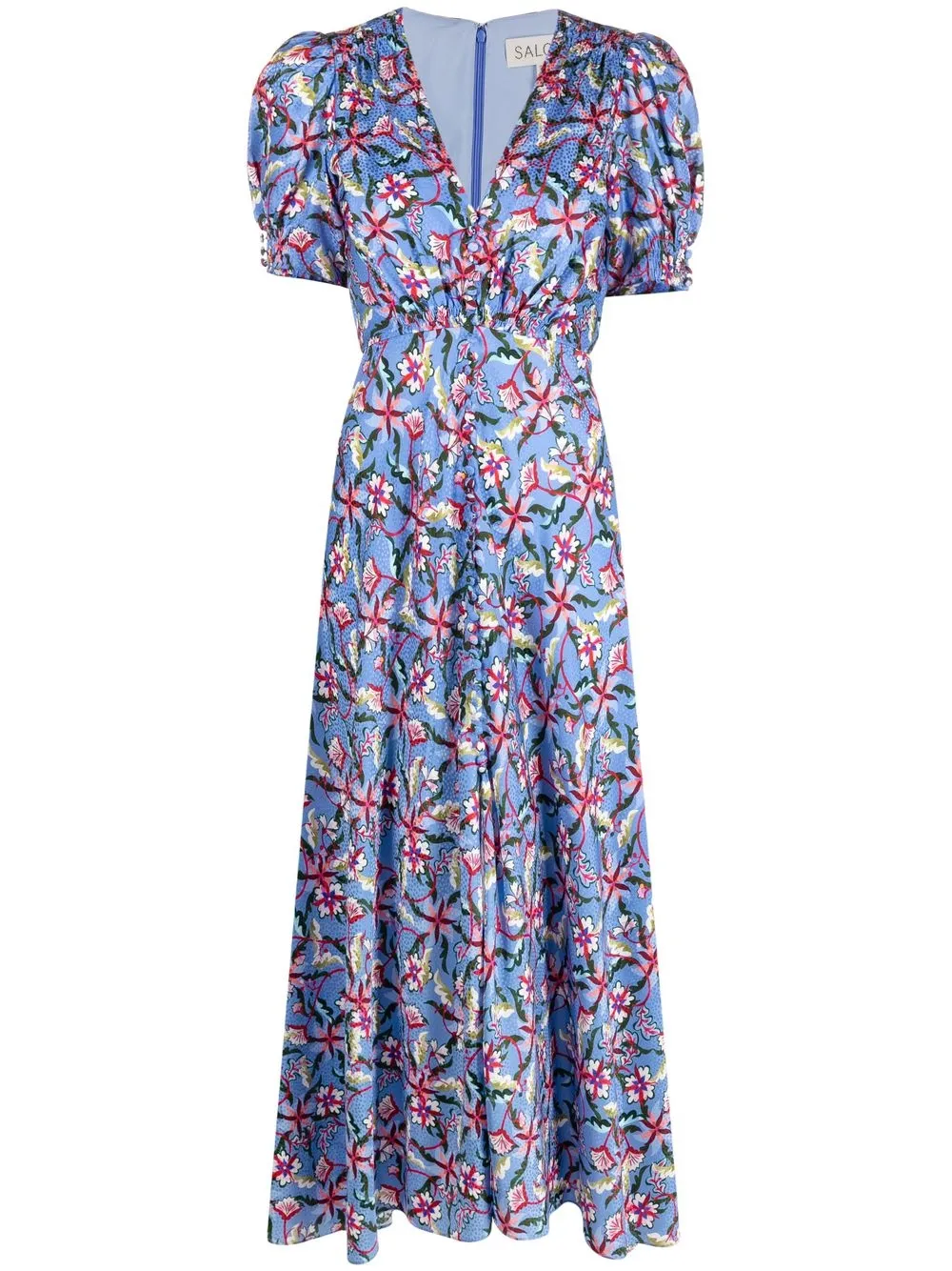 

Saloni Lea floral-print midi dress - Blue