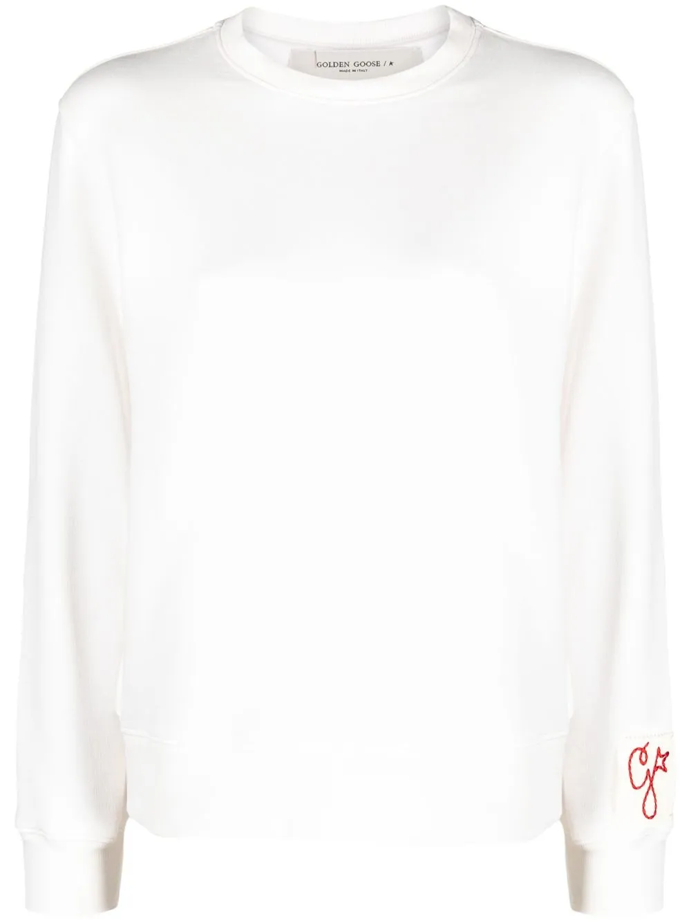 Golden Goose Logo-patch Crew-neck Sweatshirt In Weiss