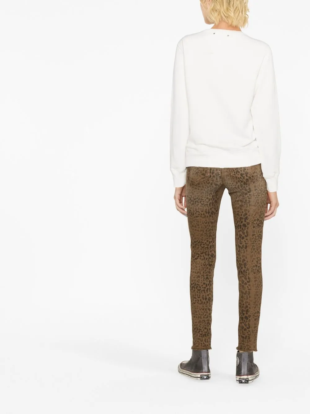Golden Goose Logo-patch Crew-neck Sweatshirt In Weiss
