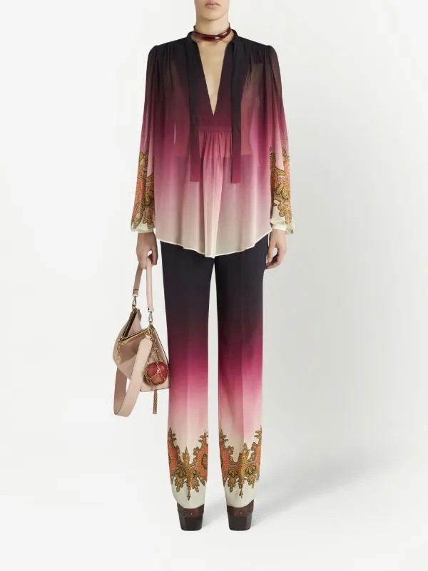 【送料&関税込】Etro Viscose Trousers ETRO gradient-effect Silk Trousers | Red | FARFETCH JO