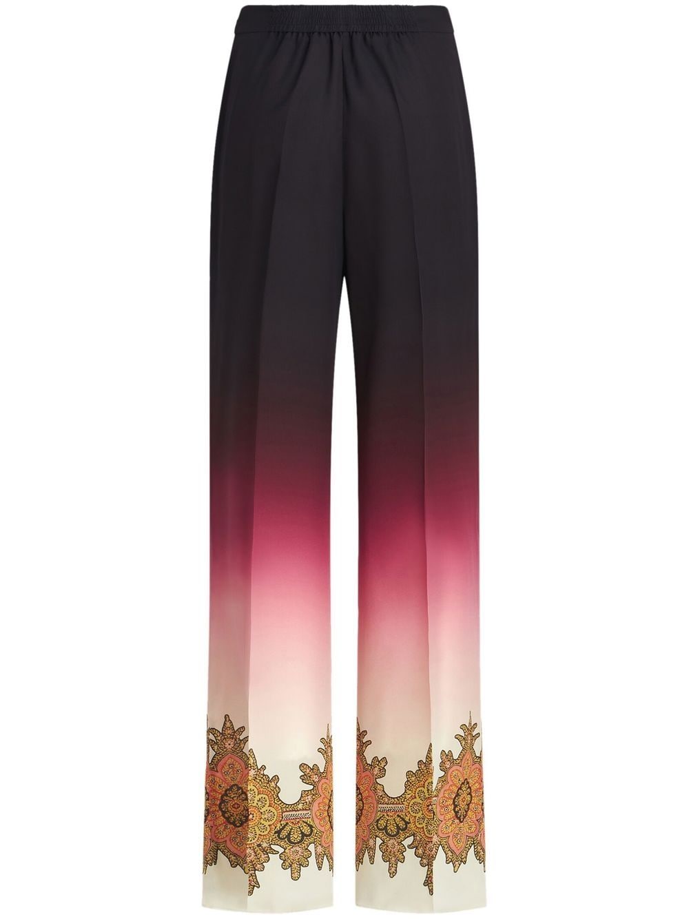 Etro Lucy Ethnic Print Silk Trousers In Pink,multicolor