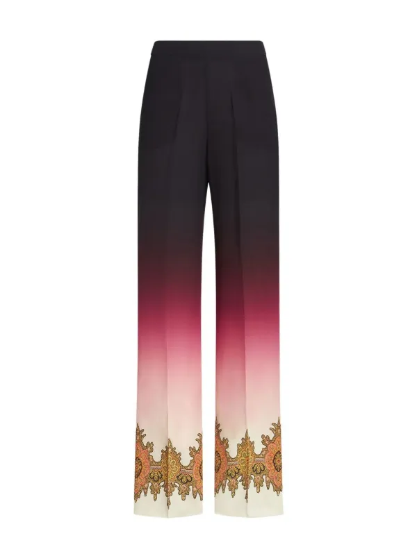 【送料&関税込】Etro Silk Pants ETRO gradient-effect Silk Trousers | Red | FARFETCH JO