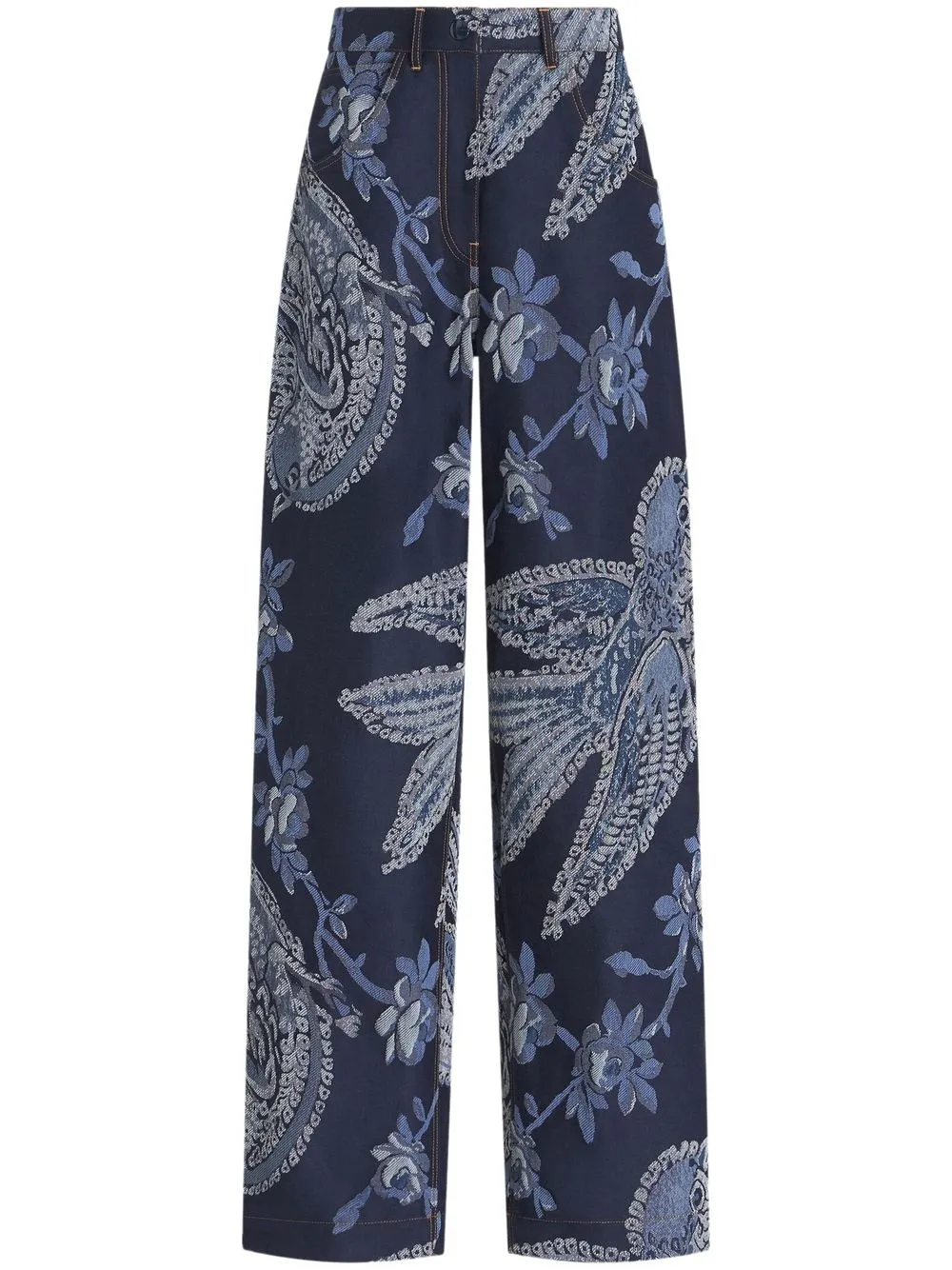 

ETRO jacquard high-rise straight-leg jeans - Blue