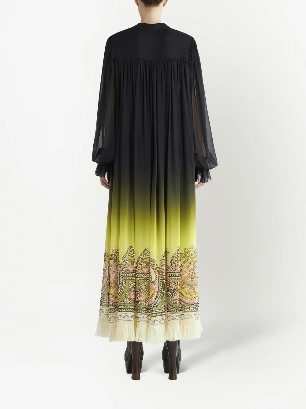  Etro Gradient Effect Paisley-print Silk Dress - Black 