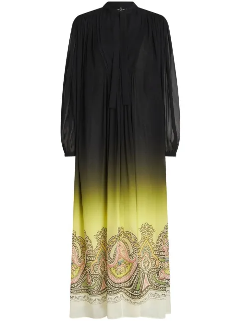 ETRO gradient effect paisley-print silk dress