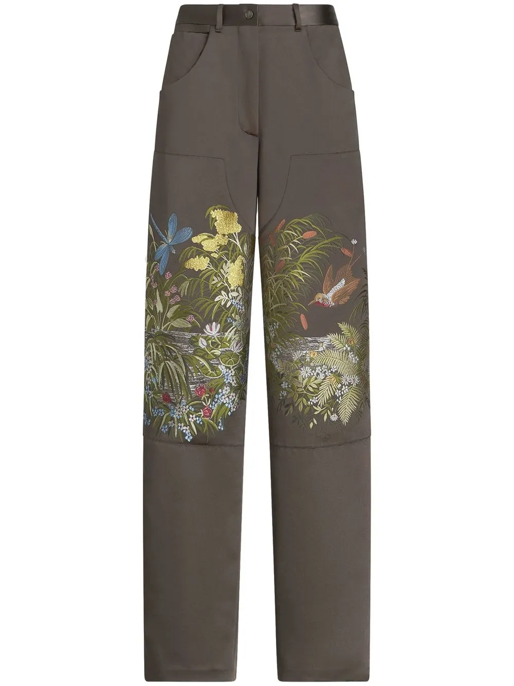 

ETRO floral-jacquard straight-leg trousers - Grey