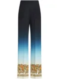 ETRO silk gradient effect wide-leg trousers - Blue