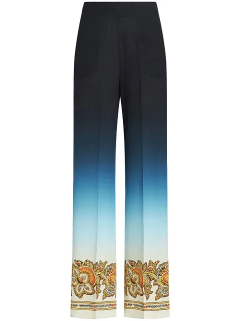ETRO silk gradient effect wide-leg trousers