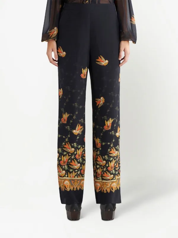 ETRO ペイズリー シルクストレートパンツ ブラック ETRO ペイズリー シルクストレートパンツ | ブラック | FARFETCH JP