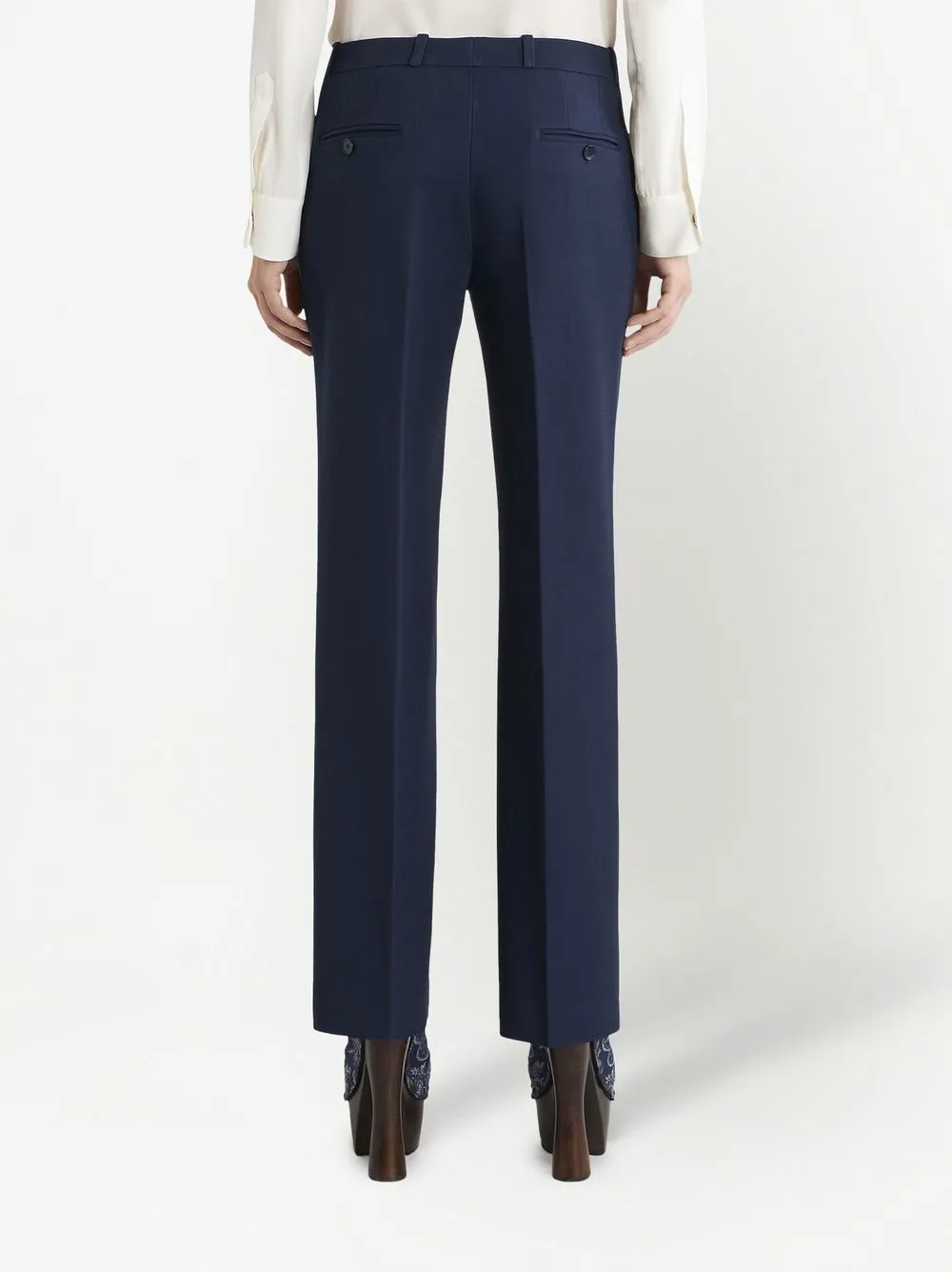 Shop Etro Pressed-crease Tailored Trousers In Blue