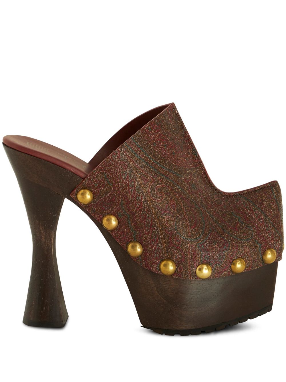 Shop Etro Paisley-print Leather Clogs In Red