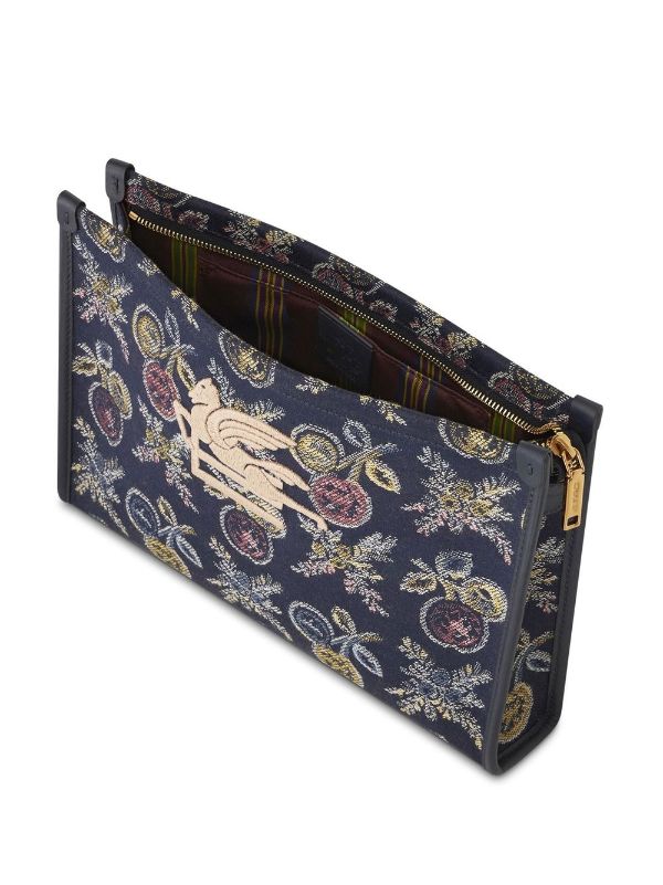 Etro Runway Jacquard Shopping Bag in Navy Blue Paisley