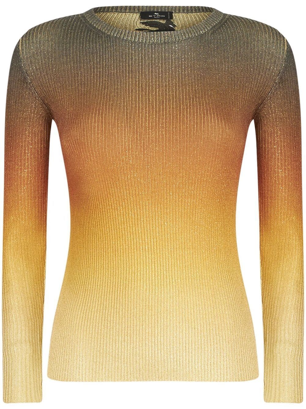 Shop Etro Gradient Ribbed Knit Top In Yellow