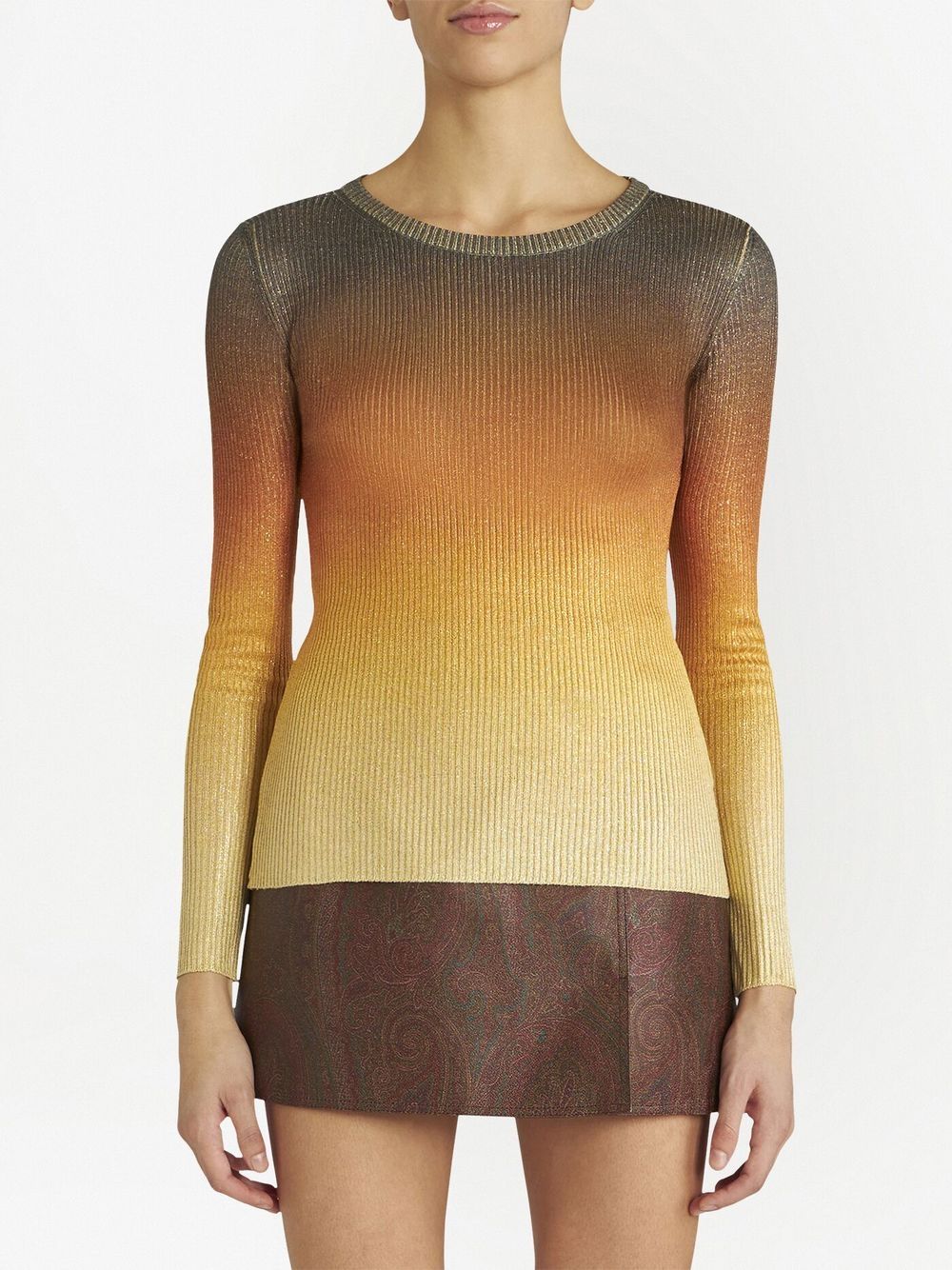 Shop Etro Gradient Ribbed Knit Top In Yellow