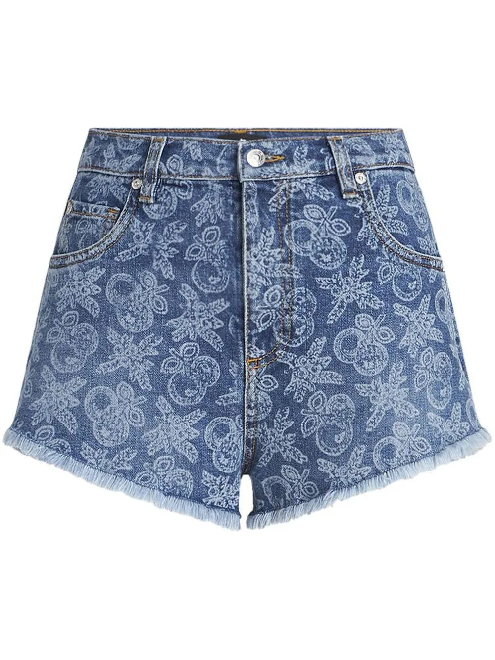 

ETRO printed high-rise denim shorts - Blue