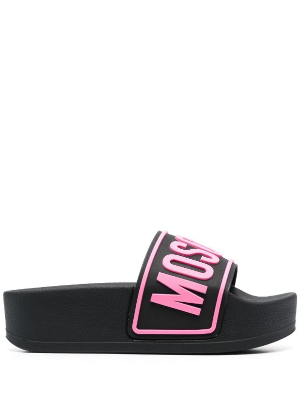 Moschino logo print Sliders Farfetch