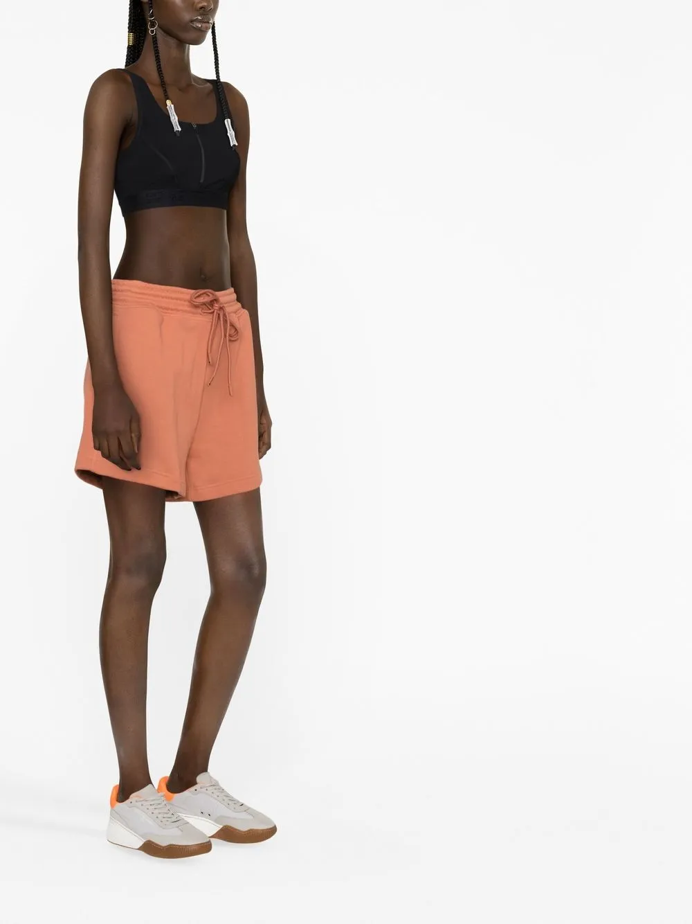 Adidas By Stella Mccartney Logo-print Shorts In Orange