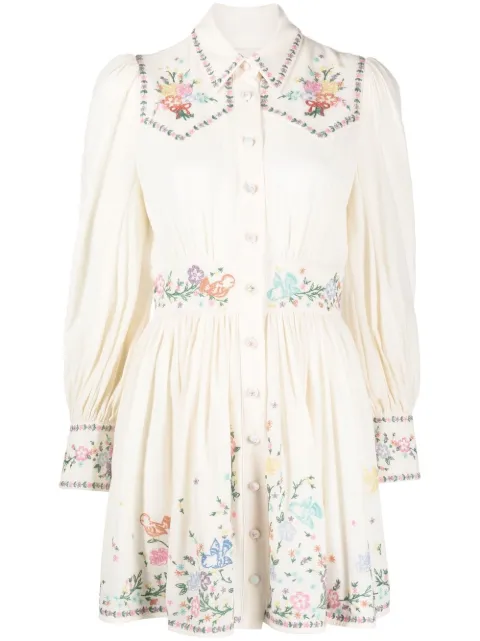 floral-embroidered mini dress