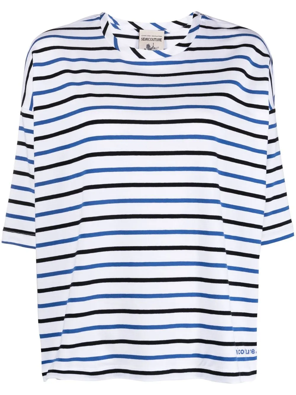 

Semicouture striped drop-sleeve T-shirt - White