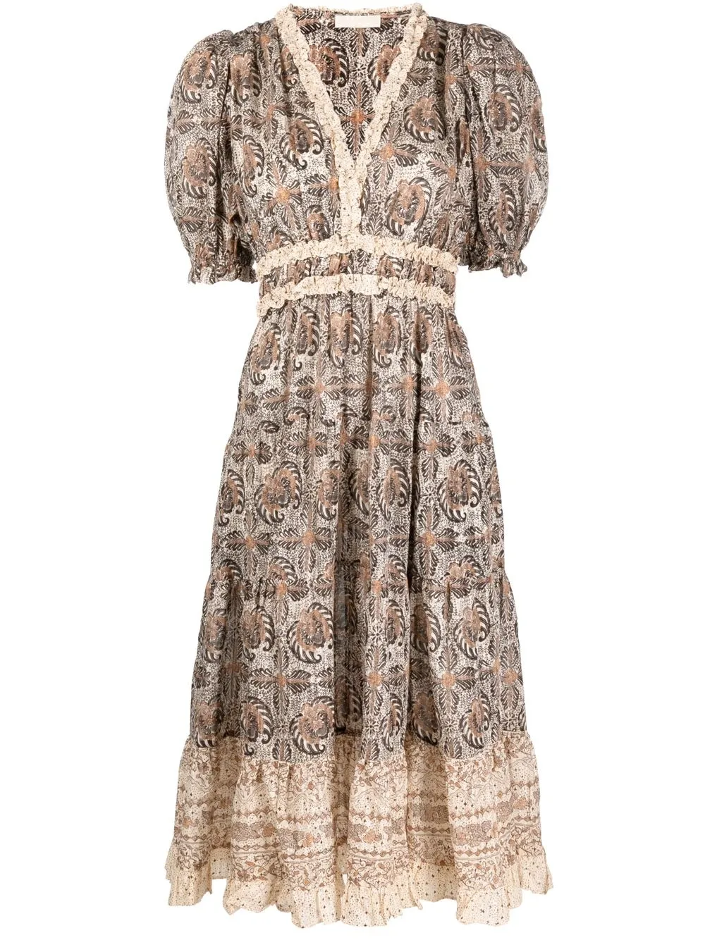 

Ulla Johnson graphic-print midi dress - Brown