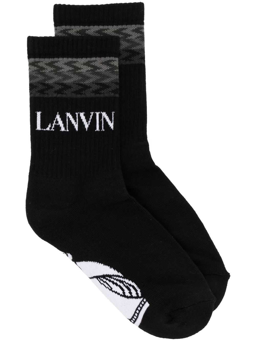 Lanvin Logo嵌花针织袜 In Black